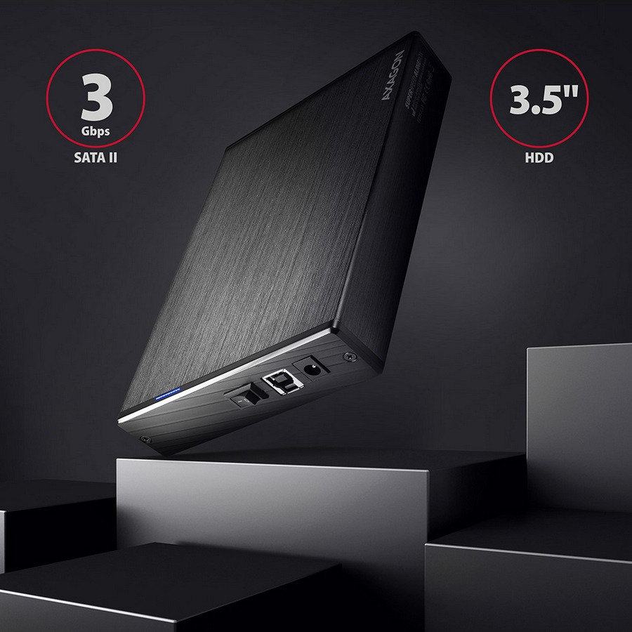 Image of AXAGON EE35-XA3 ALINE BOX 3.5" USB3.0-SATA 2 aluminium HDD külső mobilrack (2 év garancia)