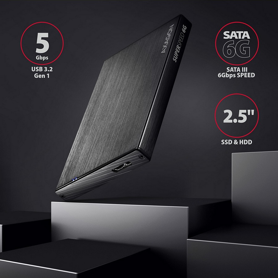 Image of AXAGON EE25-XA6 ALINE BOX 2.5" USB3.0-SATA 3 aluminium HDD SSD külső mobilrack (2 év garancia)
