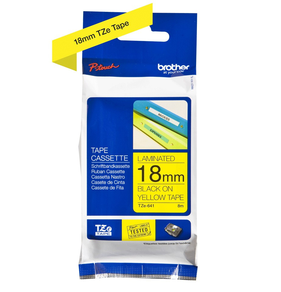Image of Brother TZE-641 öntapadós laminált sárga alapon fekete P-touch szalag