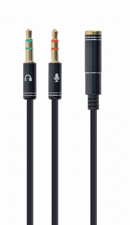 Image of Gembird (CCA-418M) 0.2m fekete 2x3.5 mm jack audio adapter kábel
