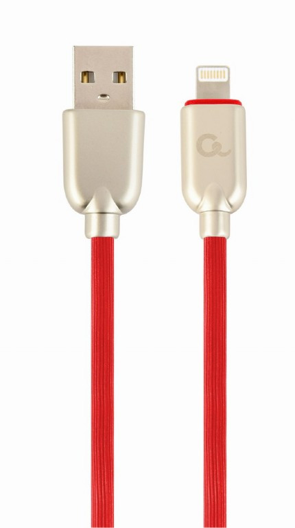 Image of Gembird (CC-USB2R-AMLM-2M-R) 2m piros gumis USB2.0 / Lightning kábel