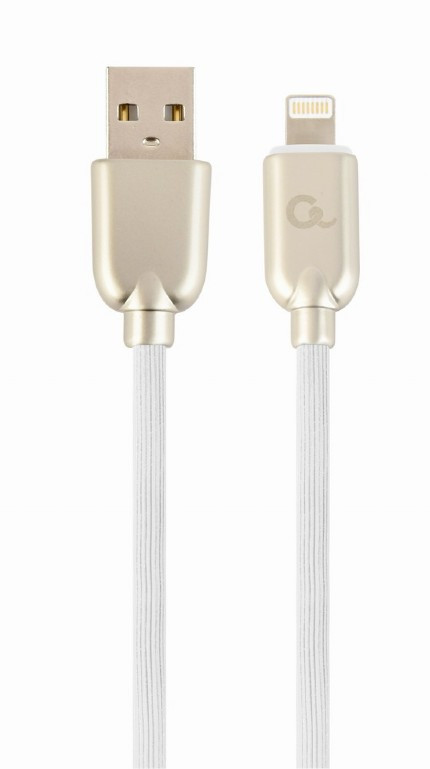 Image of Gembird (CC-USB2R-AMLM-2M-W) 2m fehér gumis USB2.0 / Lightning kábel