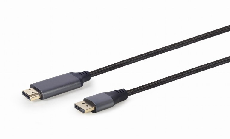 Image of Gembird (CC-DP-HDMI-4K-6) 1.8m fekete 4K fonott DisplayPort / HDMI kábel
