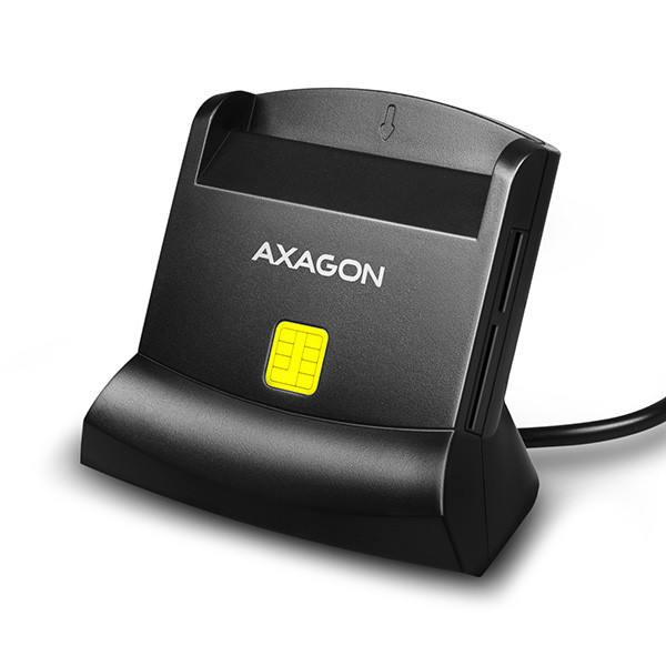Image of AXAGON (CRE-SM2) univerzális USB Smart/ID/SD/microSD/SIM fekete külső kártyaolvasó