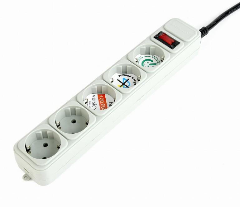Image of Hosszabbítós elosztó 1.8m túlfeszültségvédős 5 aljzat fehér Gembird (SPG3-B-6C)