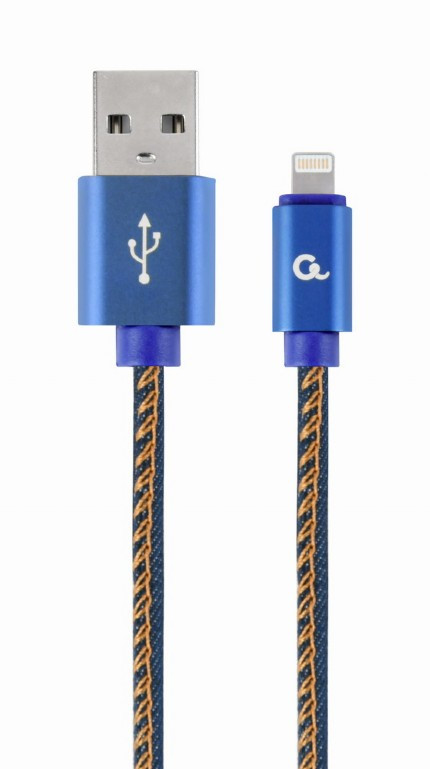 Image of USB / Lightning töltő kábel 1m kék fonott Gembird (CC-USB2J-AMLM-1M-BL)