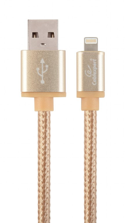 Image of USB / Lightning töltő kábel 1.8m arany fonott Gembird (CCB-mUSB2B-AMLM-6-G)
