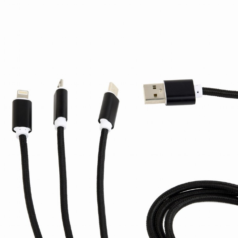 Image of USB / Lightning USB-C microUSB-B 3az1ben töltőkábel 1m fekete Gembird (CC-USB2-AM31-1M)