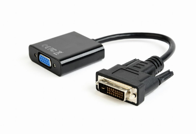 Image of DVI-D (24+1) / VGA adapter kábel 0.2m fekete Gembird (AB-DVID-VGAF-01)