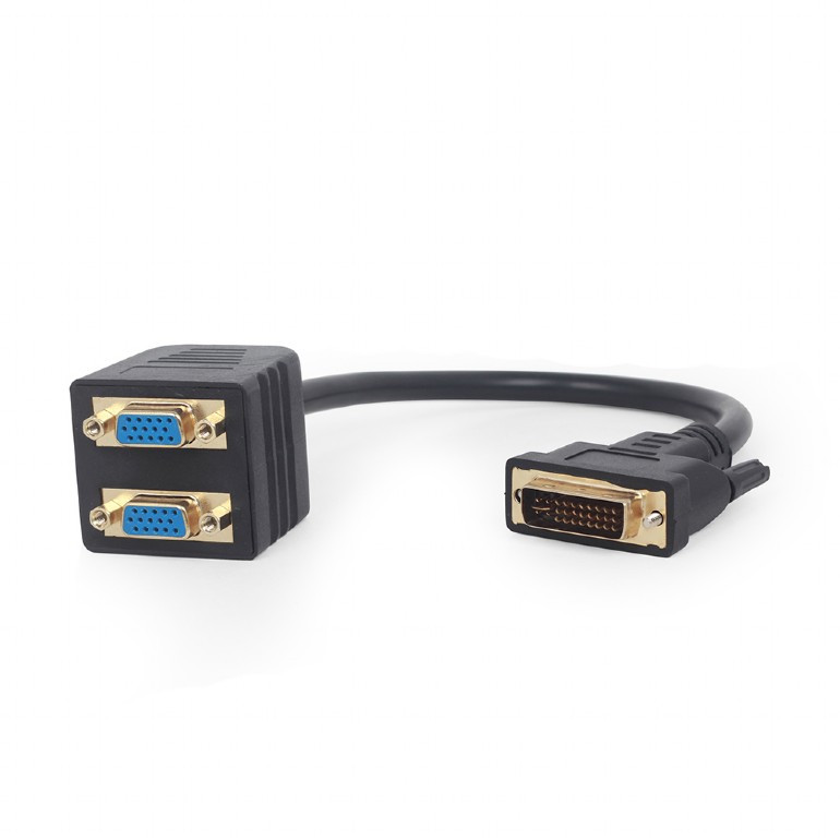 Image of DVI-I passziv / 2xVGA elosztó kábel 0.3m fekete Gembird (A-DVI-2VGA-01)
