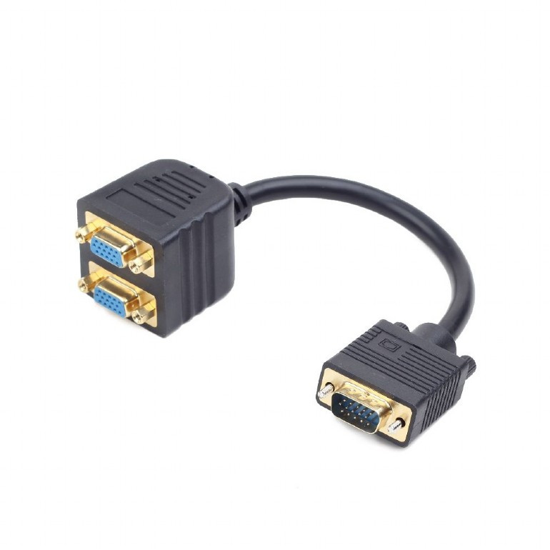 Image of VGA elosztó adapter kábel 0.2m fekete Gembird (CC-VGAX2-20CM)