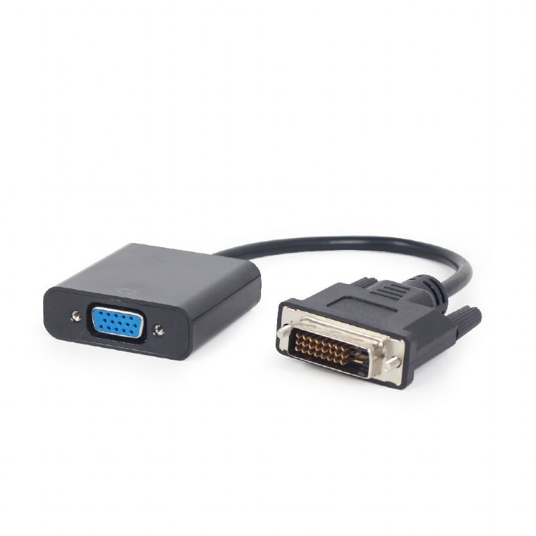 Image of DVI-D Dual Link (24+1) / VGA adapter kábel 0.2m fekete Gembird (A-DVID-VGAF-01)