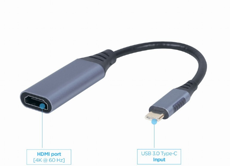 Image of USB-C 3.0 / HDMI adapter kábel 0.15m szürke 4K Gembird (A-USB3C-HDMI-01)