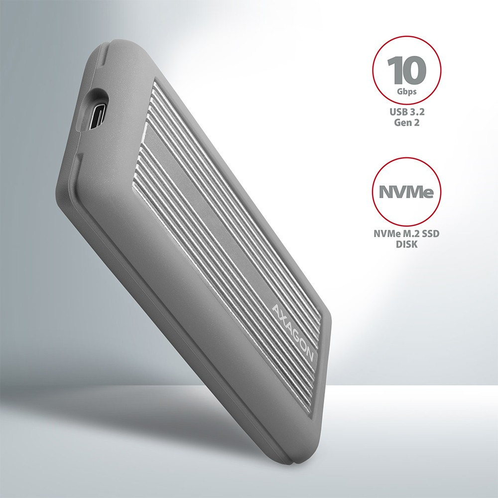 Image of NVMe M.2 SSD külső ház mobilrack USB-C 3.2 Gen2 szürke AXAGON (EEM2-XS)