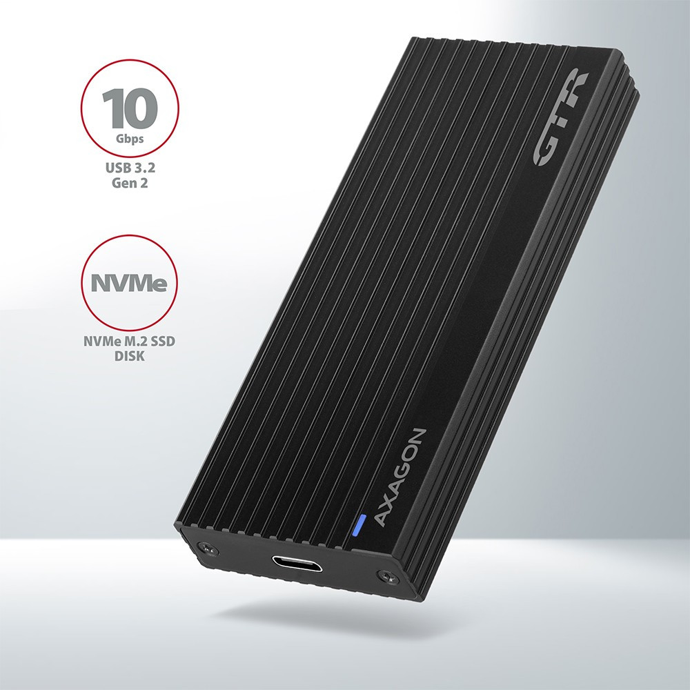 Image of NVMe M.2 SSD külső ház mobilrack USB-C 3.2 Gen2 fekete AXAGON (EEM2-GTR)