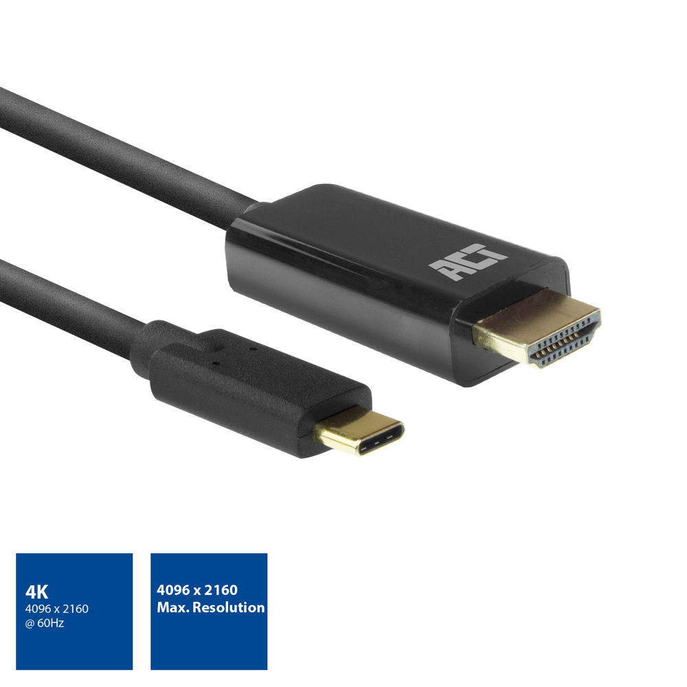 Image of USB-C 3.2 Gen1 / HDMI kábel 2m fekete 4K ACT (AC7315)