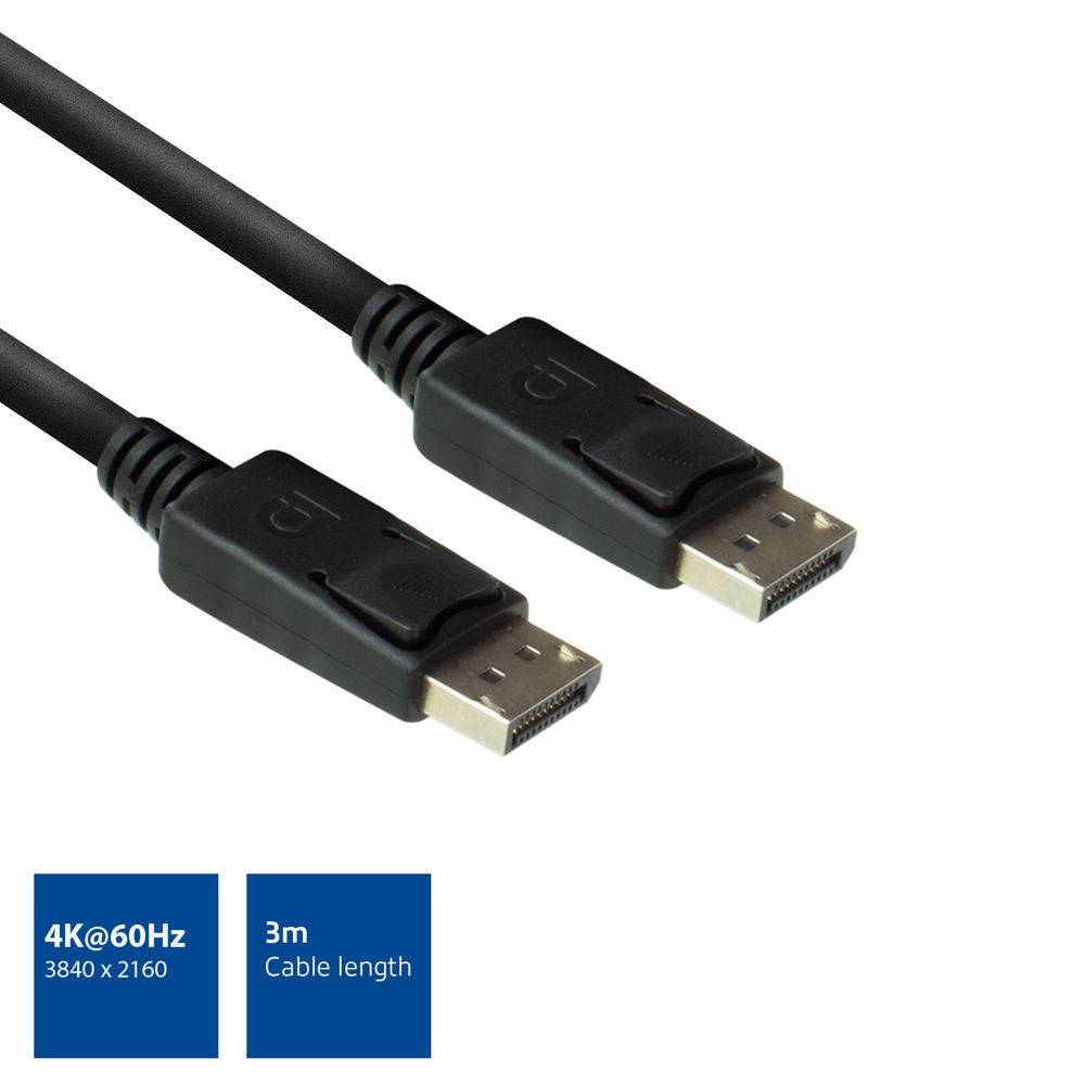 Image of DisplayPort kábel 3m fekete 4K ACT (AC3903)