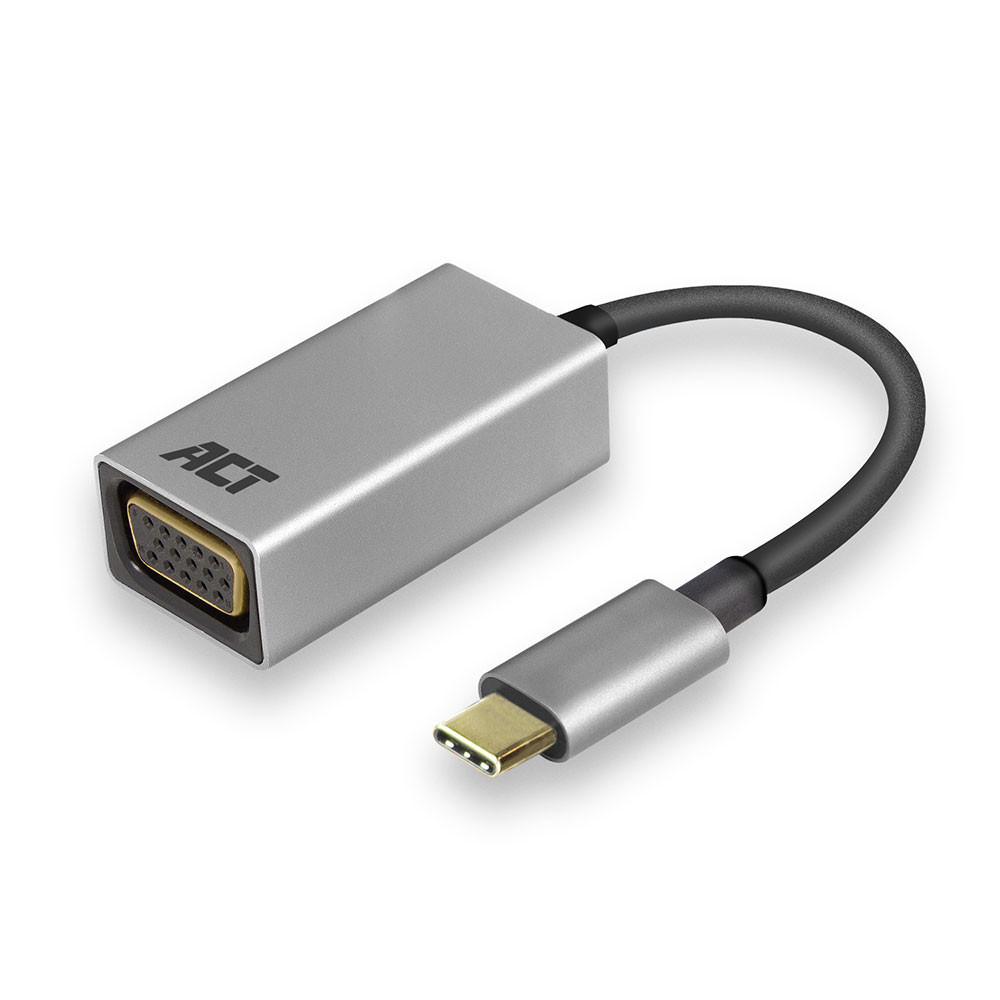 Image of USB-C 3.2 Gen1 / VGA adapter kábel 0.12m szürke ACT (AC7000)