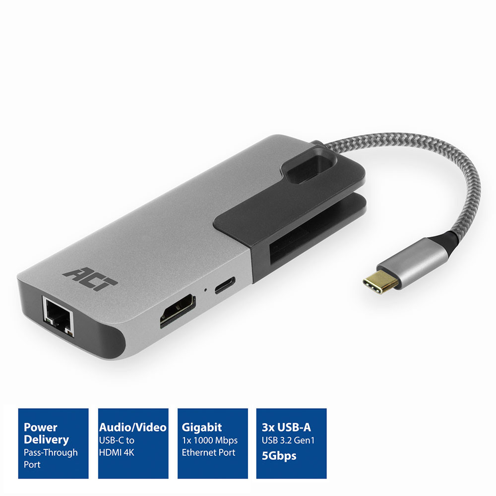 Image of Notebook dokkoló USB-C szürke ACT (AC7042)