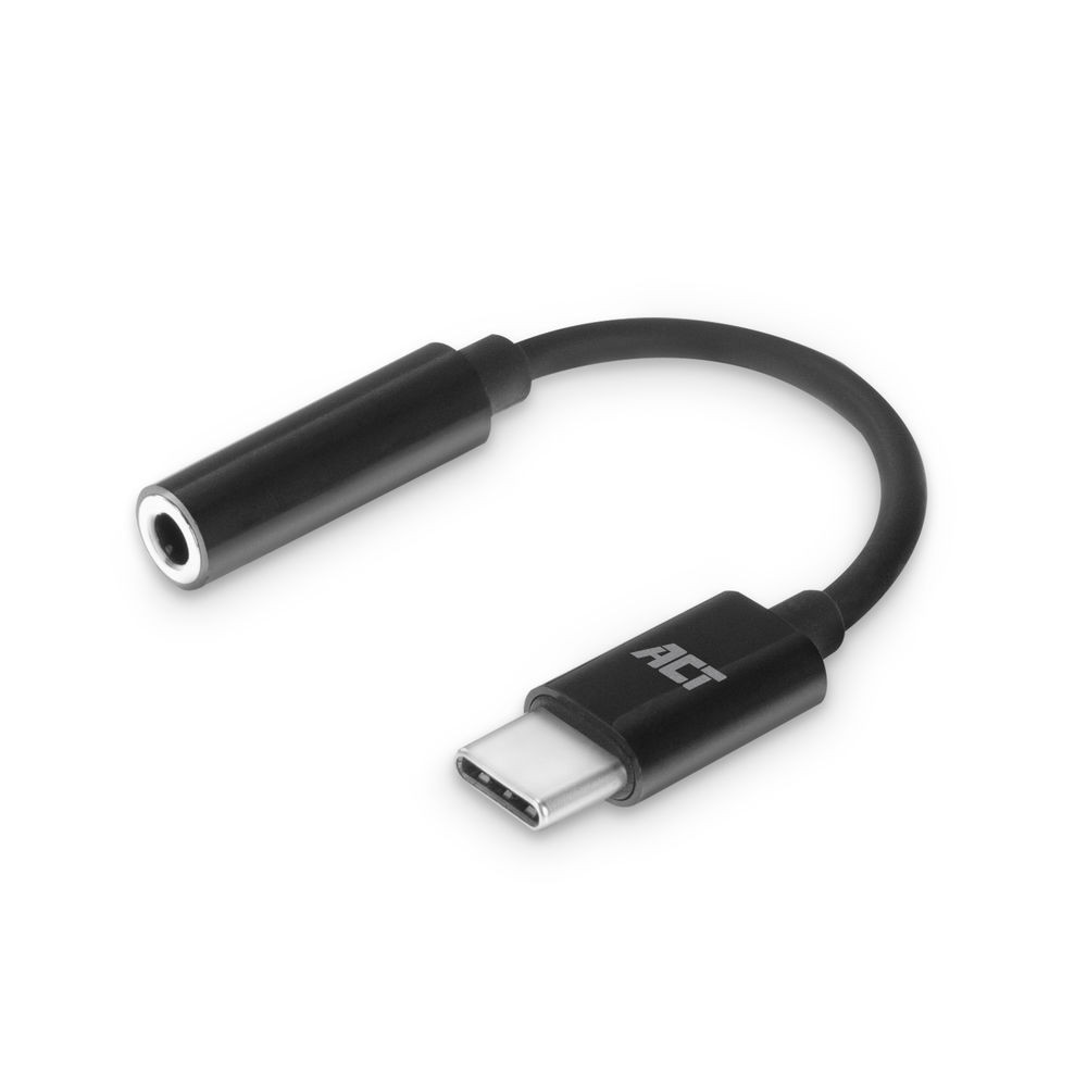 Image of USB-C / 3.5mm jack audio adapter kábel 0.1m fekete ACT (AC7380)