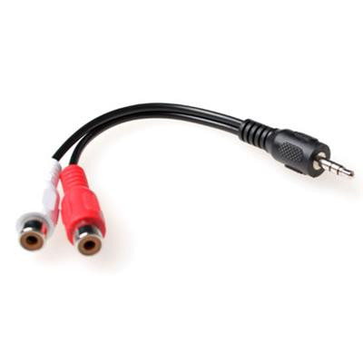 Image of 3.5mm jack apa / 2xRCA audio adapter kábel 0.15m fekete ACT (AK2026)