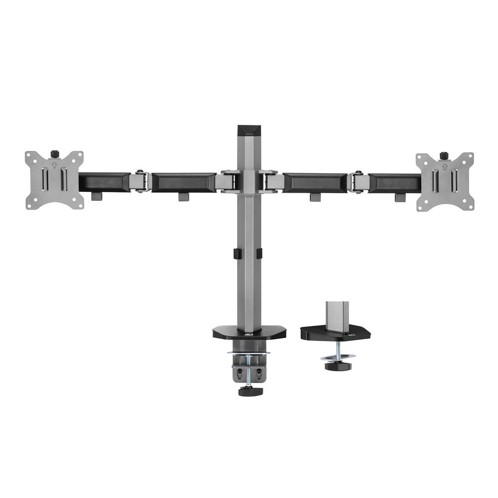 Image of Asztali monitor tartó 2 karos 32" ergonómikus fekete-szürke ACT (AC8336)