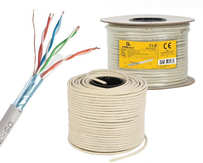 Image of CAT5e FTP LAN kábel 100m szürke solid Gembird (FPC-5004E-SOL/100)