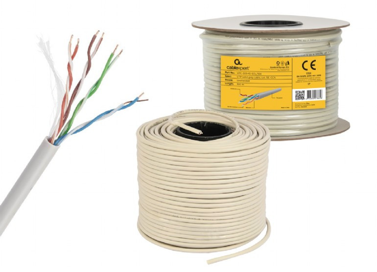 Image of CAT5e UTP LAN kábel 100m szürke solid Gembird (UPC-5004E-SOL/100)
