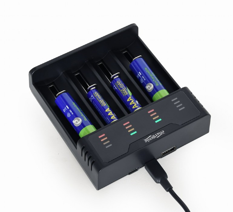 Image of Elem gyorstöltő Ni-MH + Li-ion USB fekete Gembird (BC-USB-02)