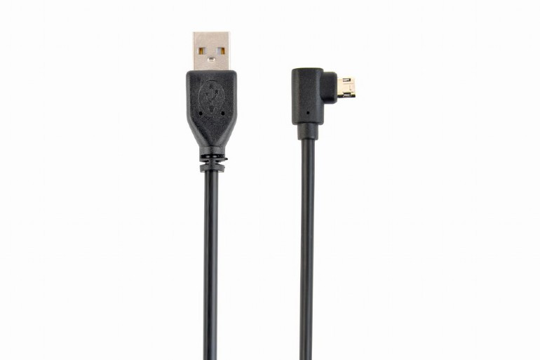 Image of USB / microUSB-B töltőkábel 1.8m fekete kétoldalú derékszögű Gembird (CC-USB2-AMMDM90-6)