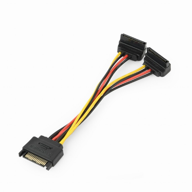 Image of SATA tápkábel elosztó 0.15m derékszögű Gembird (CC-SATAM2F-02)