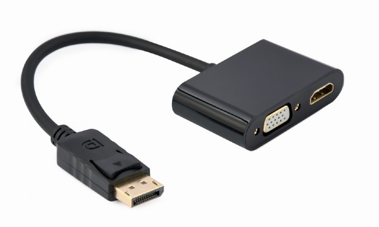 Image of DisplayPort / HDMI+VGA adapter kábel 0.1m fekete Gembird (A-DPM-HDMIFVGAF-01)