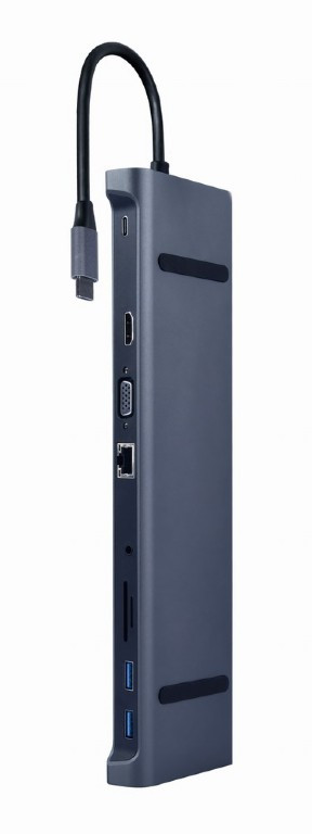 Image of Notebook dokkoló USB-C 10 portos szürke Gembird (A-CM-COMB10-01)