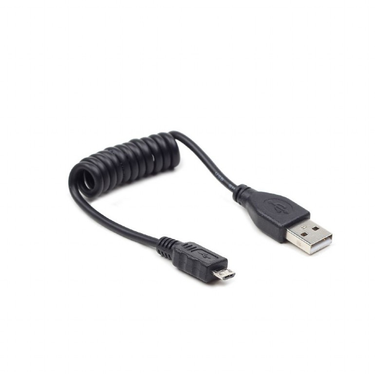 Image of USB / microUSB-B 0.6m adat és töltőkábel spirál fekete Gembird (CC-MUSB2C-AMBM-0.6M)