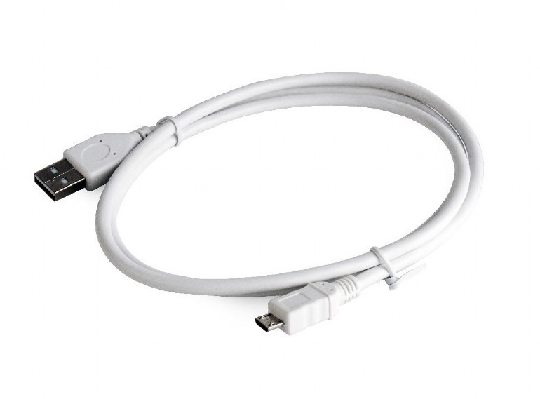 Image of USB / microUSB-B adat és töltőkábel 1m fehér Gembird (CCP-MUSB2-AMBM-W-1M)
