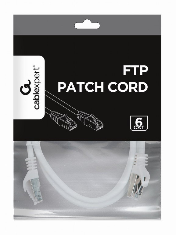 Image of CAT6 FTP Patch kábel 1m fehér Gembird (PP6-1M/W)