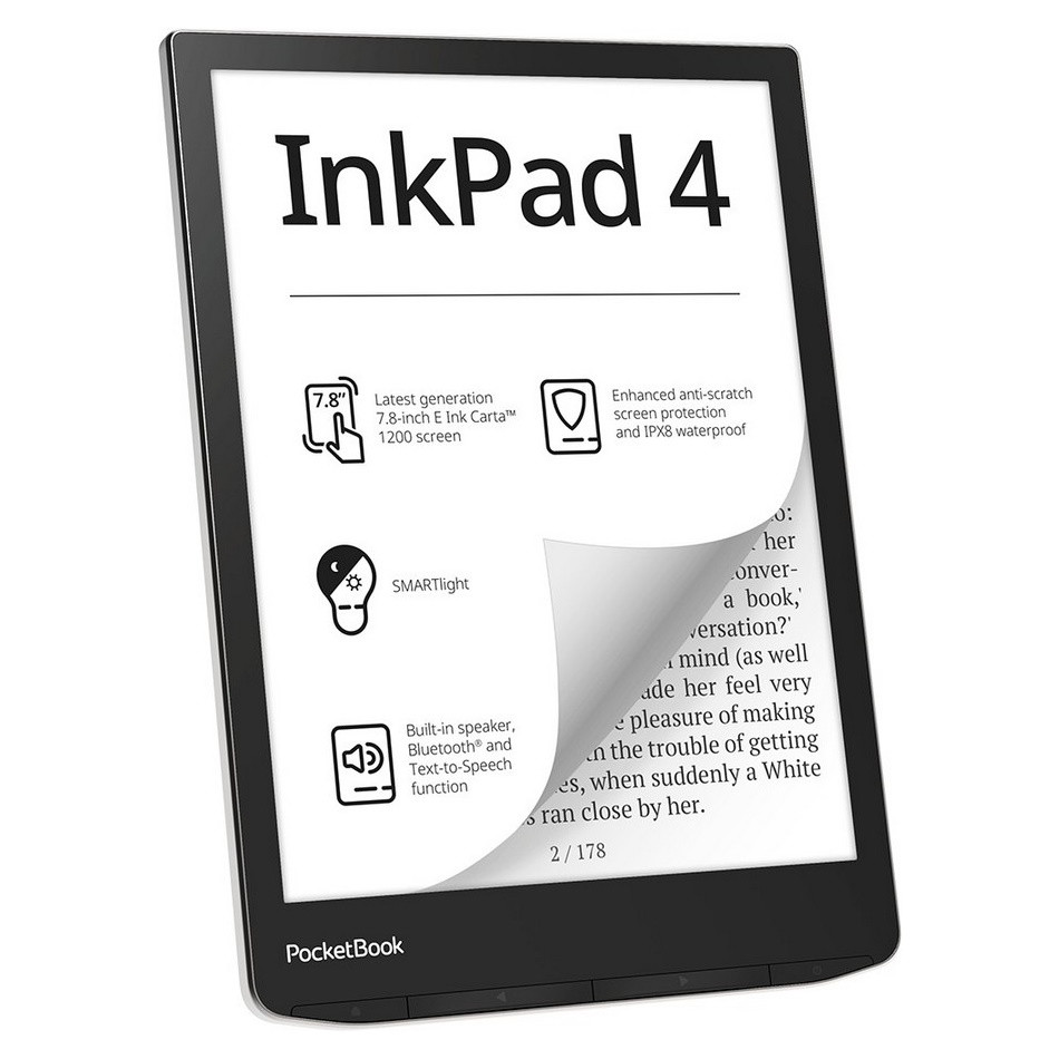 Image of Ebook olvasó PocketBook InkPad 4 7.8" 32GB Stardust ezüst (PB743G-U-WW)