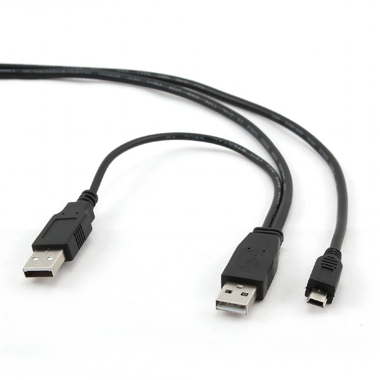 Image of 2xUSB / miniUSB kábel 0.9m fekete Gembird (CCP-USB22-AM5P-3)