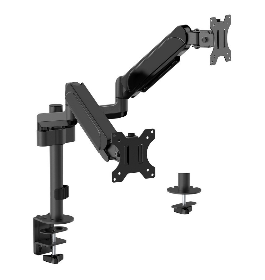 Image of Asztali monitor tartó 2 karos gázrugós ergonómikus 32" fekete Gembird (MA-DA2P-01)