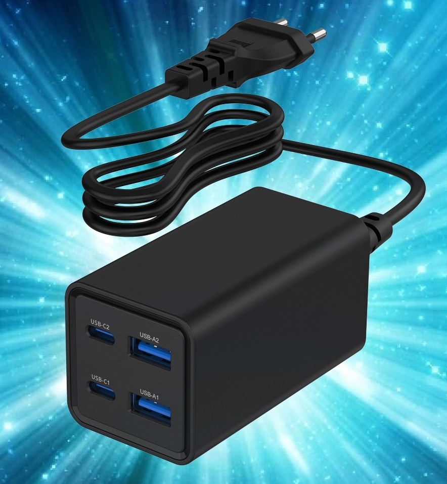 Image of Okostelefon hálózati töltő hosszabbítós 1.5m 2xUSB-C 2xUSB PD QC3 65W GaN fekete Gembird (TA-UC-2A2C-PD65-01-BK)