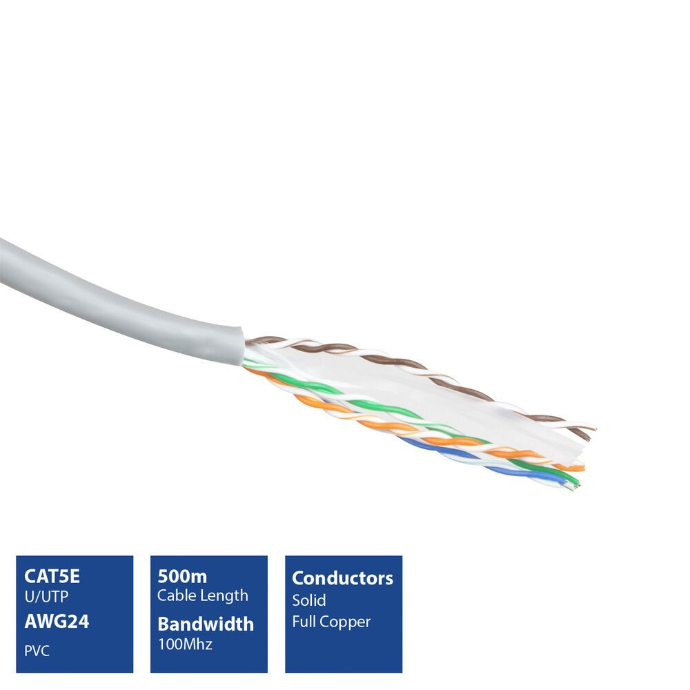Image of CAT5e UTP telepítő kábel tömör 500m szürke ACT (ES500A)